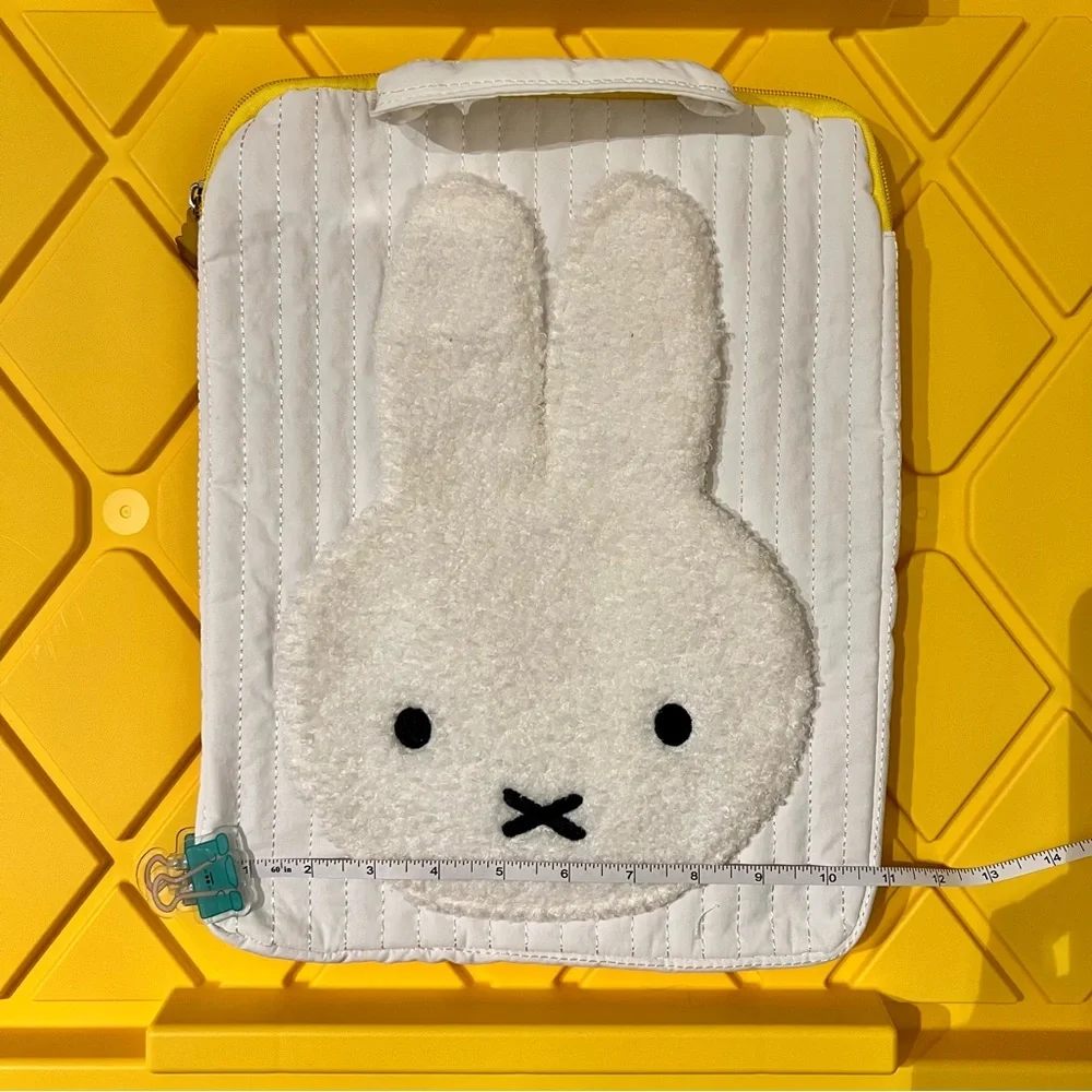 Miffy Puffy White Fluffy Textured Laptop Tablet Bag